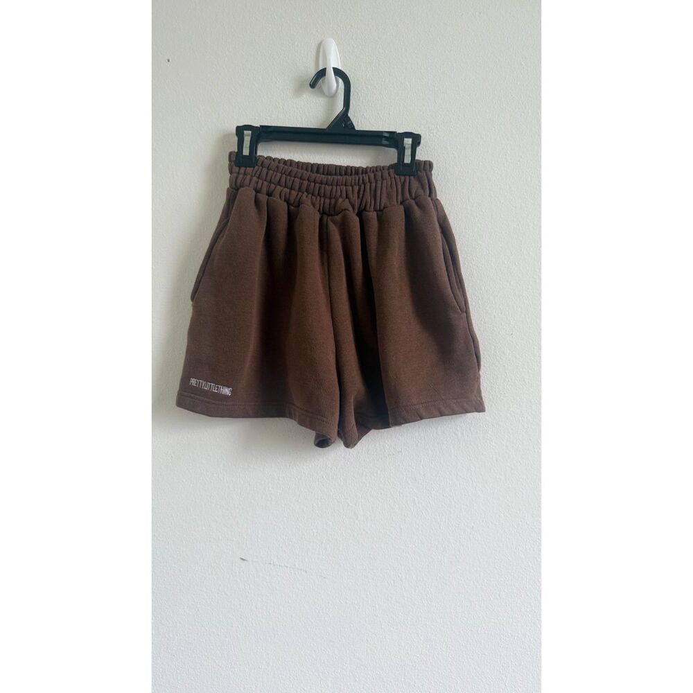 PrettyLittleThing Women’s US 2 Brown Sweat Shorts High Waist Oversized Lounge